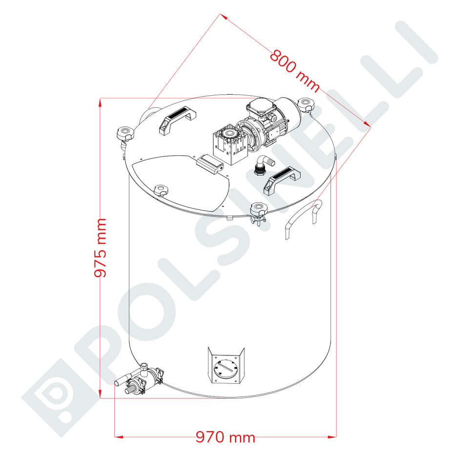 Olla motorizada 300 L de acero inoxidable con CLAMP  